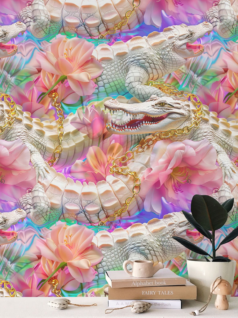 Unleash Rare Elegance: The Striking Beauty of Albino Alligator Wallpaper 🐊✨