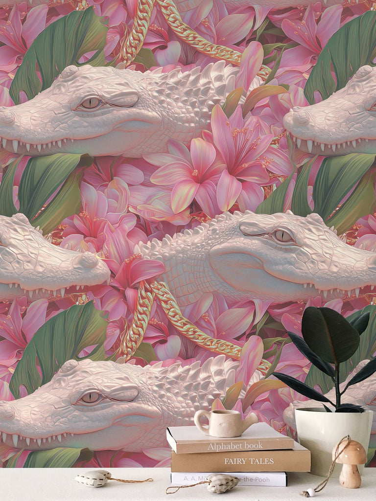 Unleash Rare Elegance: The Striking Beauty of Albino Alligator Wallpaper 🐊✨