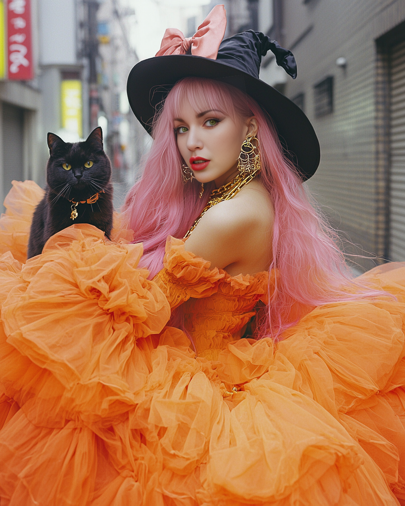 Halloween Fashion in Tokyo: AI-ngelina Mi Lajki’s Spooky-Chic Photoshoot 🎃